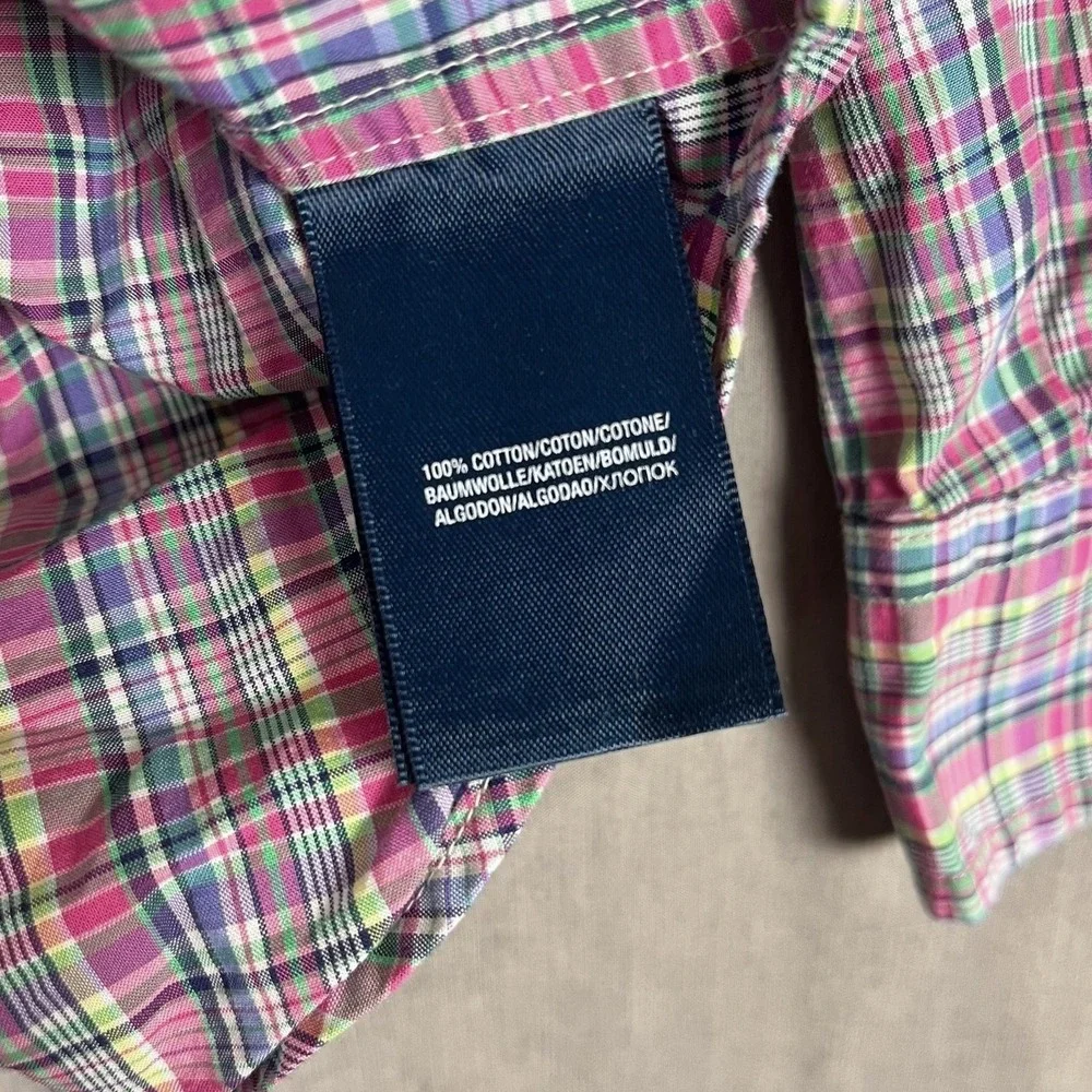 Ralph Lauren Shirt Kids L 14-16 Multi-color Plaid Button-down EUC